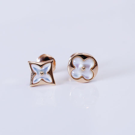 [LUCKY LOVE]STAR AND SUN PINK GOLD MOP STUD EARRINGS