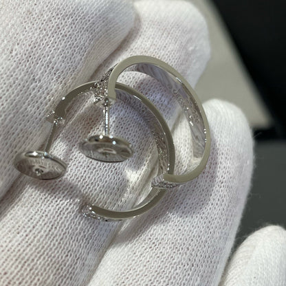 [LUCKY LOVE]LOVE DIAMOND SILVER HOOP EARRINGS