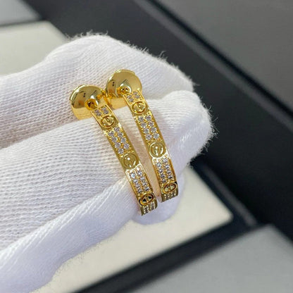 [LUCKY LOVE]LOVE EARRINGS 3.6MM DIAMOND PAVED