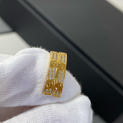 [LUCKY LOVE]LOVE DIAMOND GOLD HOOP EARRINGS