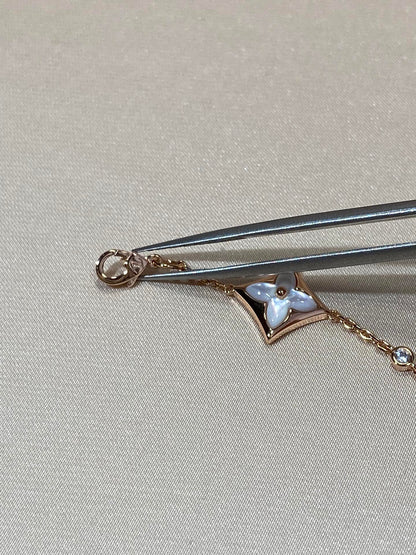 [LUCKY LOVE]STAR 4 MOTIF MOP DIAMOND PINK GOLD BRACELET