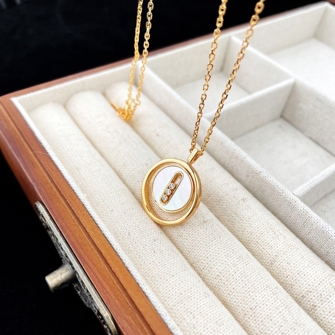 [LUCKY LOVE]LUCKY MOVE MOP PINK GOLD NECKLACE