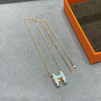 [LUCKY LOVE]POP H SKY BLUE NECKLACE