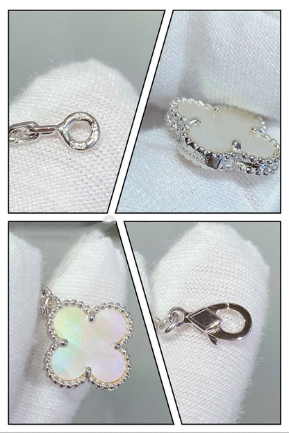 [LUCKY LOVE]CLOVER 5 MOTIF WHITE MOP SILVER BRACELET