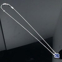 [LUCKY LOVE]CLOVER PIETERSITE SILVER LONG NECKLACE