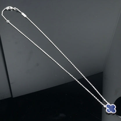 [LUCKY LOVE]CLOVER PIETERSITE SILVER LONG NECKLACE