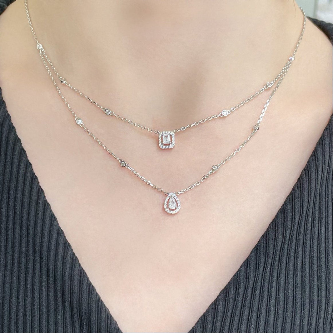 [LUCKY LOVE]MY TWIN 2 ROW DIAMOND NECKLACE