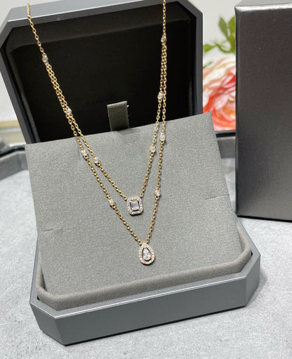 [LUCKY LOVE]MY TWIN 2 ROW DIAMOND NECKLACE