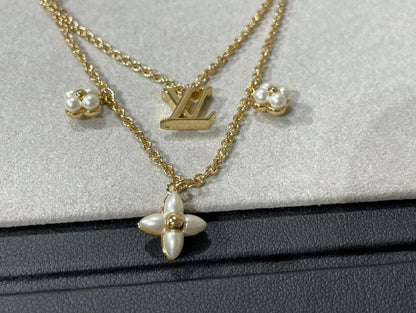[LUCKY LOVE]FLOWERGRAM GOLD MOP DOUBLE ROW NECKLACE