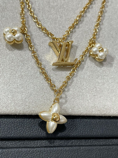 [LUCKY LOVE]FLOWERGRAM GOLD MOP DOUBLE ROW NECKLACE