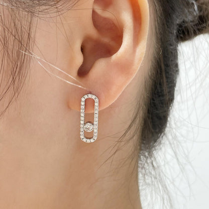 [LUCKY LOVE]MOVE UNO STUD DIAMOND PAVED EARRINGS