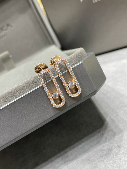 [LUCKY LOVE]MOVE UNO STUD DIAMOND PAVED EARRINGS
