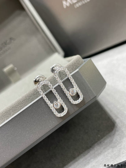 [LUCKY LOVE]MOVE UNO STUD DIAMOND PAVED EARRINGS