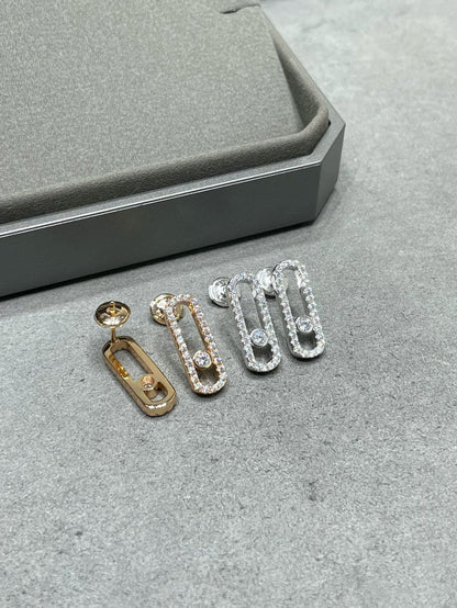 [LUCKY LOVE]MOVE UNO STUD DIAMOND PAVED EARRINGS