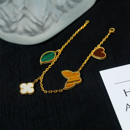 [LUCKY LOVE]LUCKY SPRING 5 MOTIF GOLD BRACELET