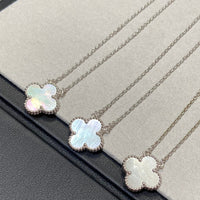 [LUCKY LOVE]CLOVER MEDIUM SILVER WHITE MOP NECKLACE