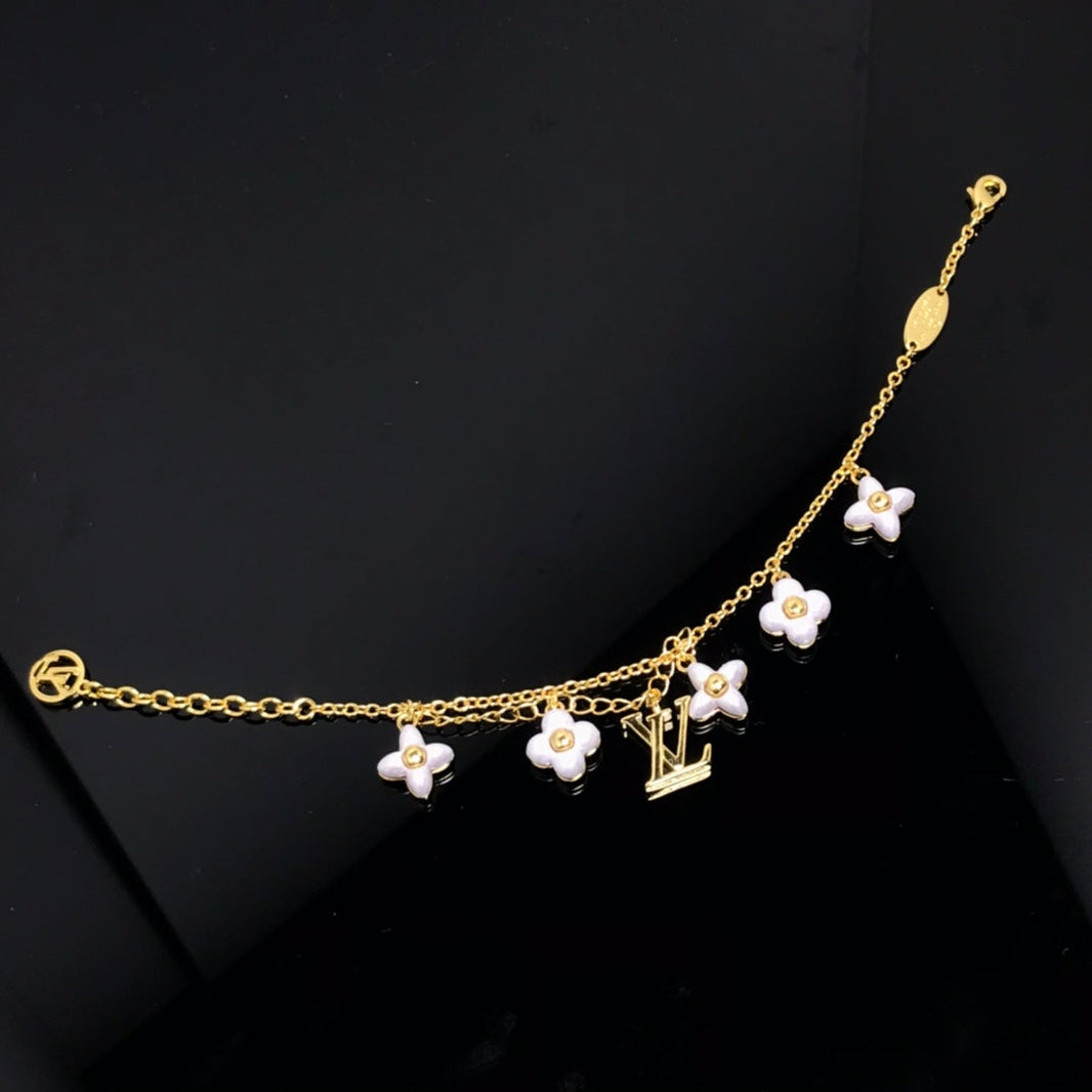 [LUCKY LOVE]LOGO 6 MOTIF STAR AND SUN GOLD BRACELET