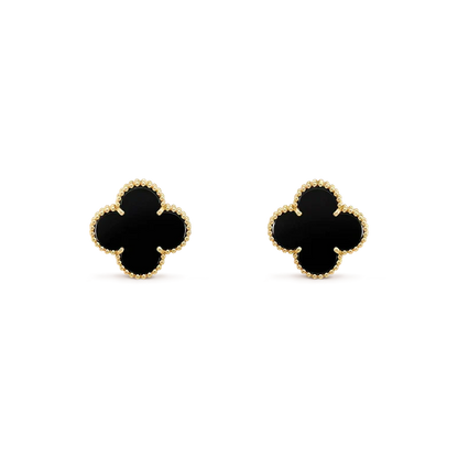 [LUCKY LOVE]CLOVER MEDIUM 1 MOTIFS  ONYX STUD EARRINGS