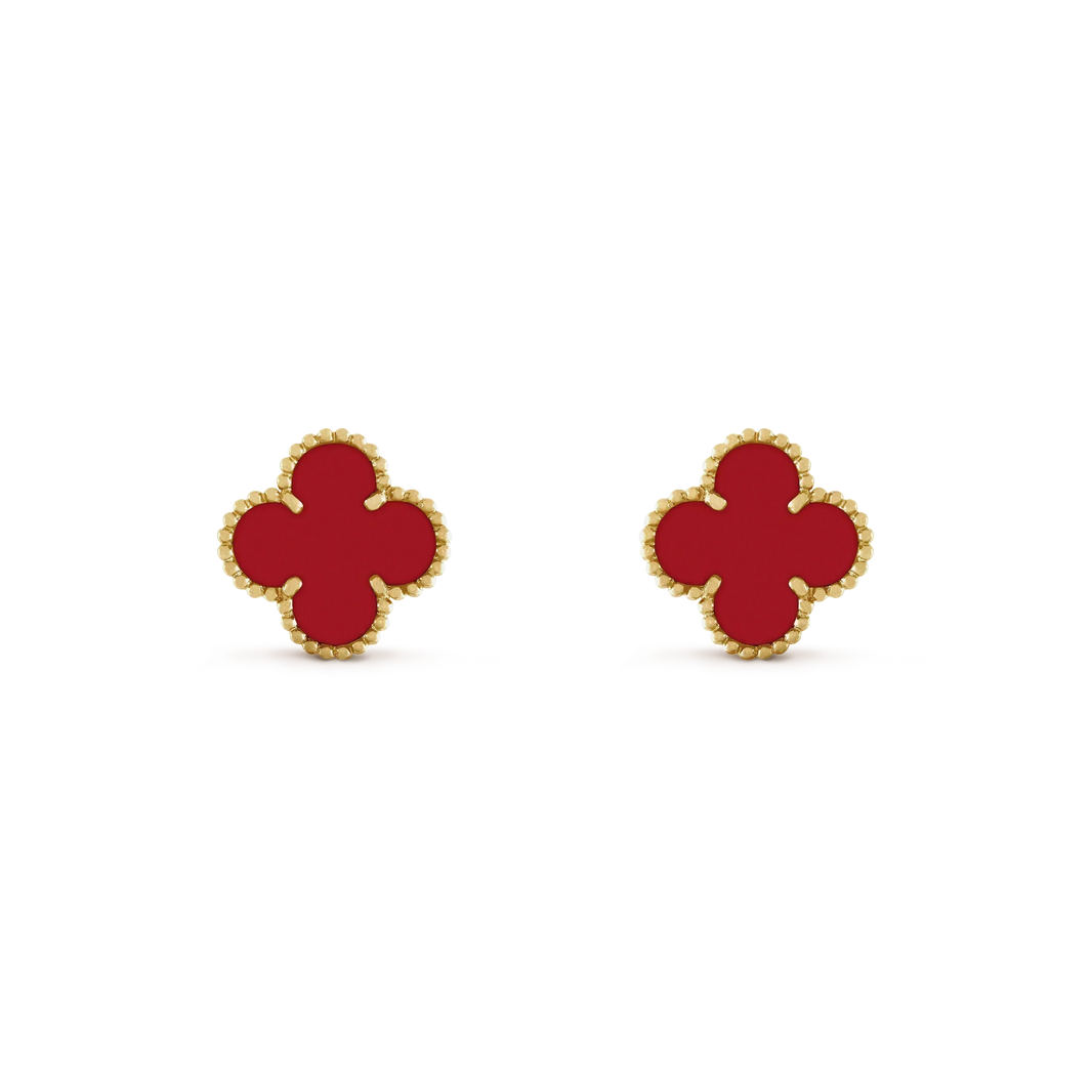 [LUCKY LOVE]CLOVER MINI 9.5MM CARNELIAN EARRINGS