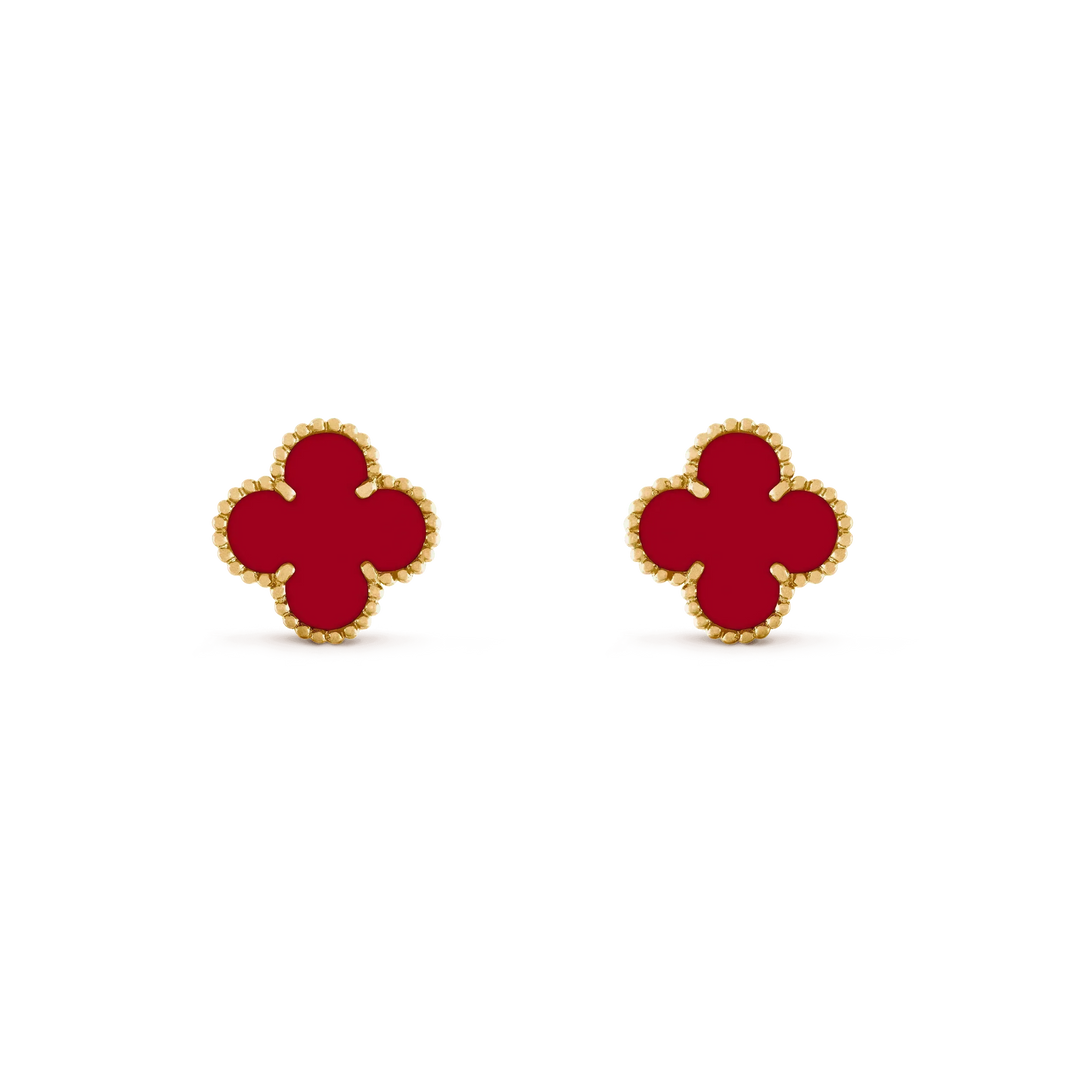 [LUCKY LOVE]CLOVER MEDIUM 1 MOTIFS CARNELIAN  EARRINGS