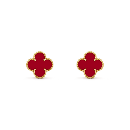 [LUCKY LOVE]CLOVER MEDIUM 1 MOTIFS CARNELIAN  EARRINGS