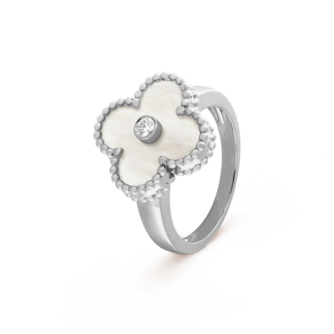 [LUCKY LOVE]CLOVER SILVER MOP DIAMOND RING