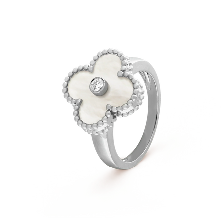 [LUCKY LOVE]CLOVER SILVER MOP DIAMOND RING