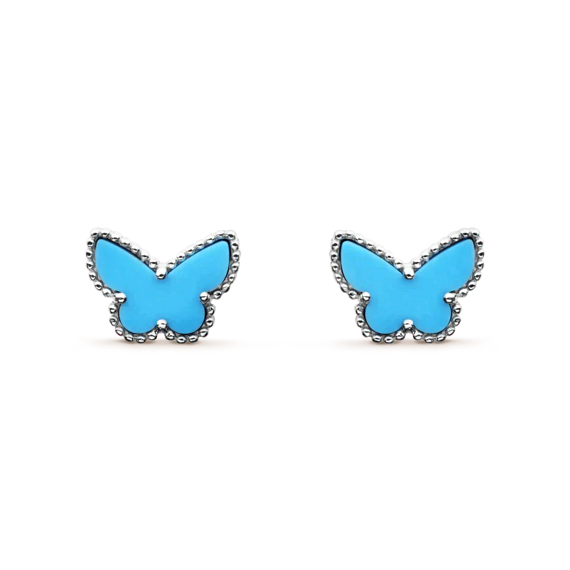 [LUCKY LOVE]BUTTERFLY TURQUOISE EARRINGS SILVER