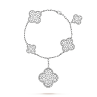 [LUCKY LOVE]CLOVER 6 MOTIFS SILVER DIAMOND BRACELET