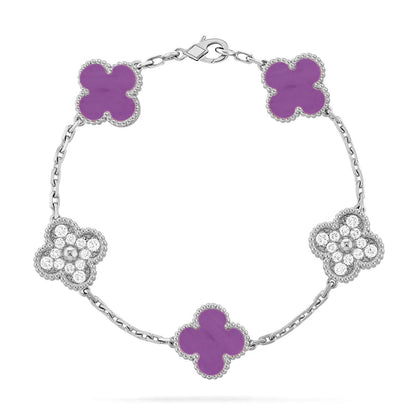 [LUCKY LOVE] CLOVER 5 MOTIF VIOLET BRACELET COLLECTION