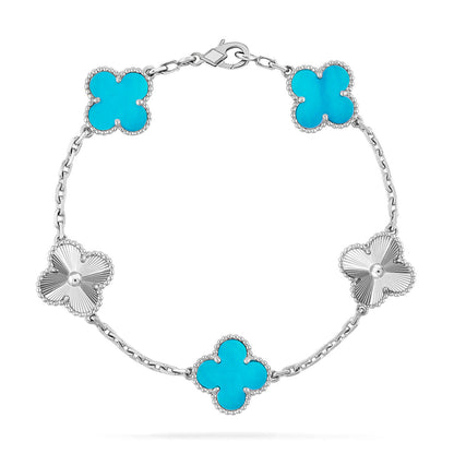 [LUCKY LOVE] CLOVER 5 MOTIF TURQUOISE BRACELET COLLECTION