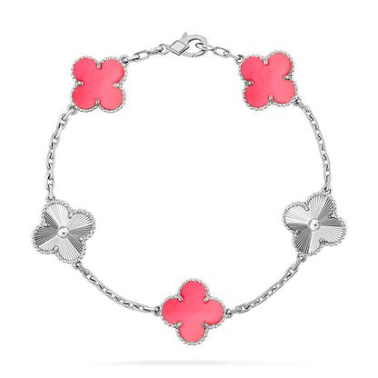 [LUCKY LOVE] CLOVER 5 MOTIFS  PINK MOP BRACELET COLLECTION