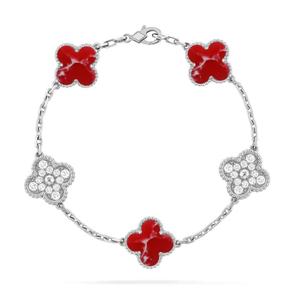 [LUCKY LOVE]CLOVER 5 MOTIF RED PATTERN BRACELET COLLECTION