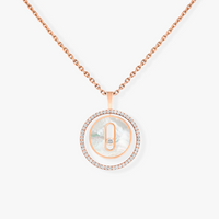 [LUCKY LOVE]LUCKY MOVE 1 DIAMOND WHITE MOTHER OF PEARL PINK GOLD DIAMOND NECKLACE