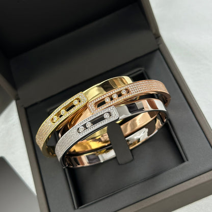 [LUCKY LOVE]Move Noa Rose Gold Pavé Diamond Bangle Bracelet