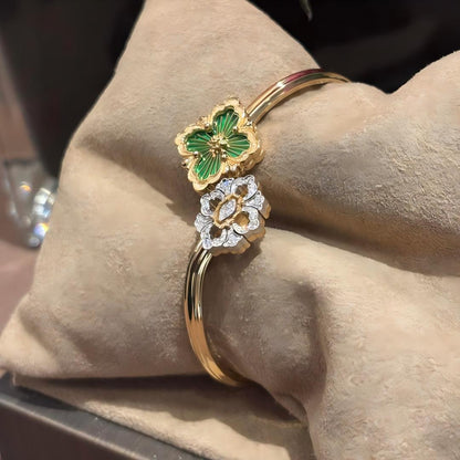 [LUCKY LOVE]OPERA TULLE  GOLD BRACELET WITH ENAMEL BACKGROUND