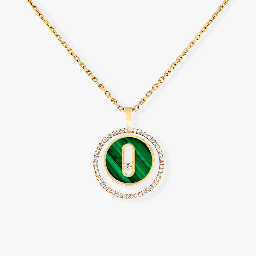 [LUCKY LOVE]LUCKY MOVE 1 DIAMOND MALACHITE GOLD DIAMOND NECKLACE