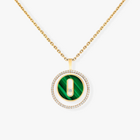 [LUCKY LOVE]LUCKY MOVE 1 DIAMOND MALACHITE GOLD DIAMOND NECKLACE