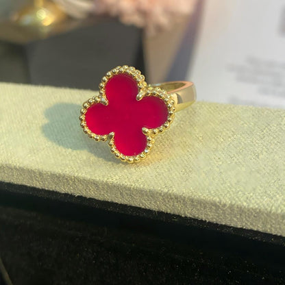 [LUCKY LOVE]NEW CLOVER PINK ENAMEL RINGS