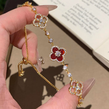 [LUCKY LOVE]CLOVER 5 MOTIF PINK BLUE RED WHITE BRACELET