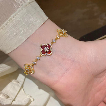 [LUCKY LOVE]CLOVER 5 MOTIF PINK BLUE RED WHITE BRACELET