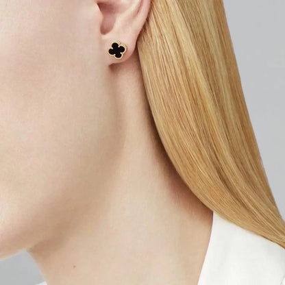 [LUCKY LOVE]CLOVER MINI 9.5MM BLACK MOP EARRINGS