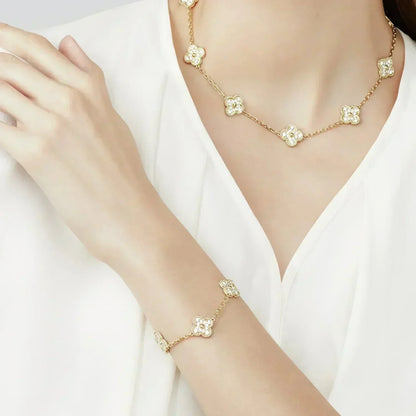 [LUCKY LOVE] CLOVER 5 MOTIF FULL DIAMOND BRACELET COLLECTION