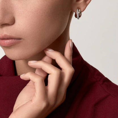 [LUCKY LOVE]TRINITY HALF DIAMOND  CLASSIC EARRINGS