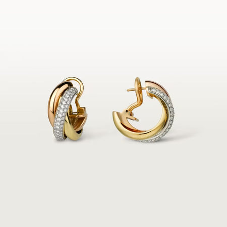 [LUCKY LOVE]TRINITY HALF DIAMOND  CLASSIC EARRINGS