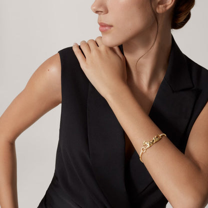 [LUCKY LOVE]PANTHERE HALF DIAMOND ON CHAIN BRACELET