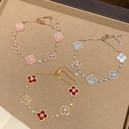 [LUCKY LOVE]CLOVER 5 MOTIF PINK BLUE RED WHITE BRACELET