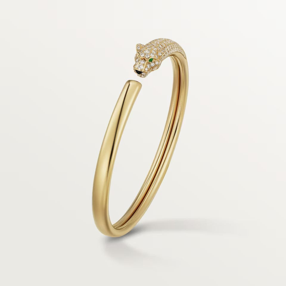 [LUCKY LOVE]PANTHERE HALF DIAMOND OPEN BRACELET