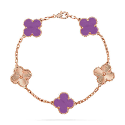 [LUCKY LOVE] CLOVER 5 MOTIF VIOLET BRACELET COLLECTION