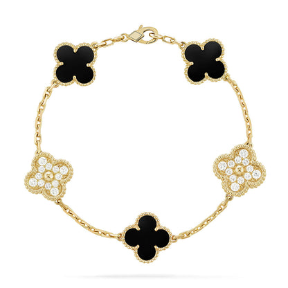 [LoveLucky]Clover 5 Motifs  Duo Bracelet Stack Set